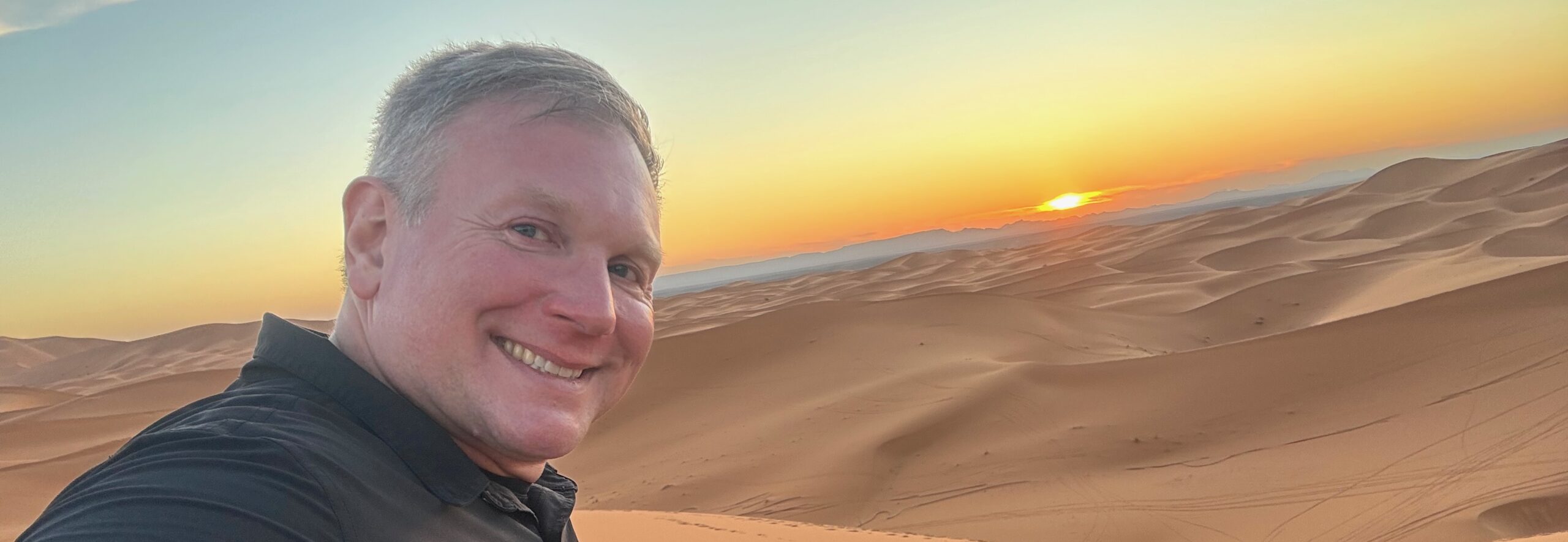 Photo of the author, Ben Rogers, in the Sahara Desert